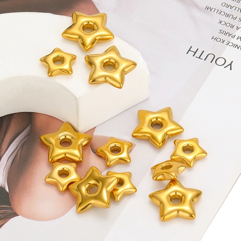 Polished Star Shaped Pendant Smooth Stainless Steel DIY Jewelry Making Findings Metal Star Beads For Bracelet Necklace