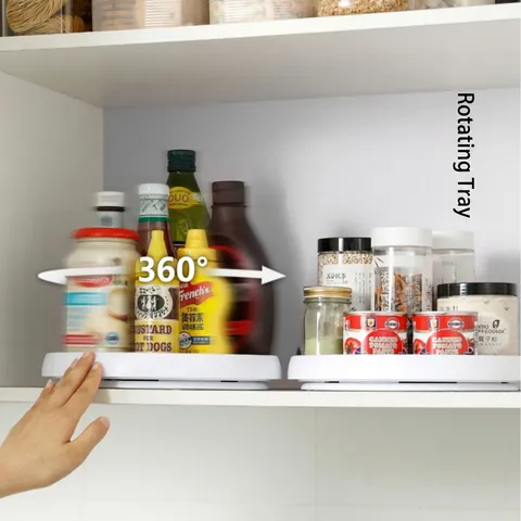 Lazy Susan Rotating Tray Plastic Non Slip Spinning Organizer Kitchen Cabinet Cupboard Fridge Countertop Circular Rack