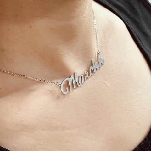 Personalized Stainless Steel Name Necklace For Women Minimalist Script Alphabet Pendant Clavicle Chain Jewelry Gold Silver Tone Gift