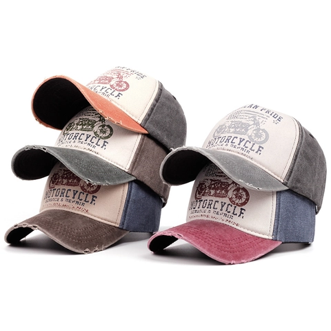 Cappello Da Baseball Vintage Cotone Acrilico Patchwork Moto Trucker Retrò Protezione Solare Regolabile