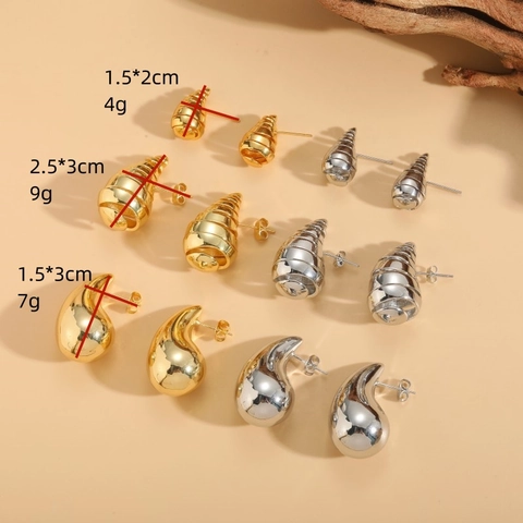 Titanium Steel Stud Earrings 14K Gold Plated Honeycomb Spiral Teardrop Minimalist Ins Style For Women Polished Jewelry