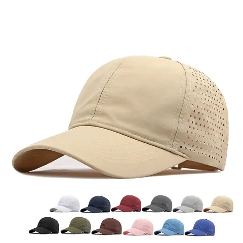 Casquette De Baseball En Polyester Sport Respirante Coupe Laser Ventilation Séchage Rapide Protection Solaire Réglable