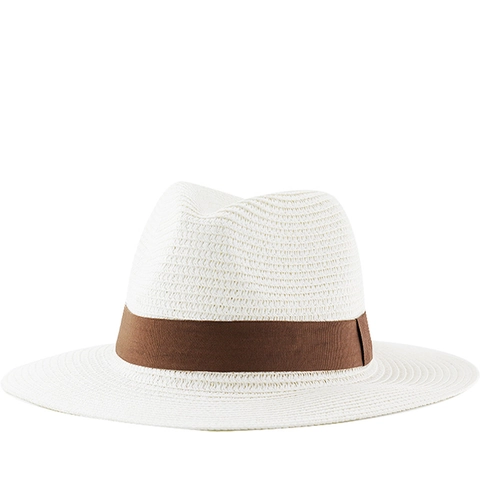 Cappello Fedora Panama Classico 100% Paglia Di Carta Protezione Solare Tesa Larga Piatta Outdoor Estate Spiaggia Jazz Da Uomo