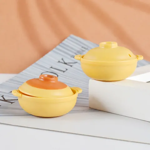 Miniatura Casseruola Simulazione Pentola Modello Plastica Casa Delle Bambole Accessori Da Cucina Giocattolo Di Simulazione Con Coperchio Doppi Manici