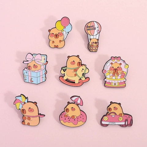 Süße Cartoon Wasserschwein Emaille Brosche Pin Legierung Tier Anstecknadel Für Rucksack Kleidung Deko Geschenk