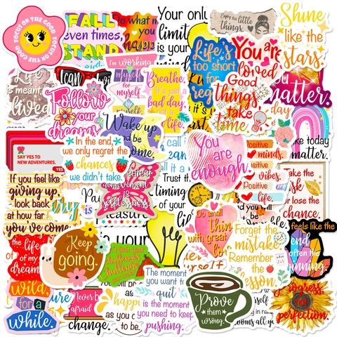 Pegatinas De Citas Inspiradoras Vinilo Impermeable Palabras Positivas Para Portátil Botella De Agua Scrapbook DIY