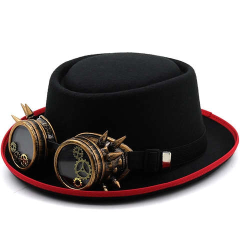 Cilindro Steampunk Con Occhiali E Ingranaggi Feltro Gotico Vittoriano Accessorio Per Feste Cosplay Per Uomini Donne