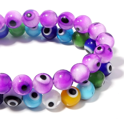 Glass Evil Eye Beads Round Loose Nazar Lampwork For DIY Jewelry Making Colorful Lucky Charm Craft Accessories
