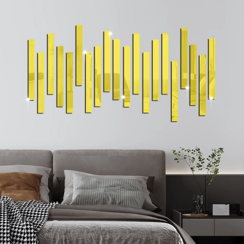 Sticker Mural Miroir en Acrylique Moderne Minimaliste Auto-Adhésif DIY Bandes Décoratives Géométriques pour Mur de Maison