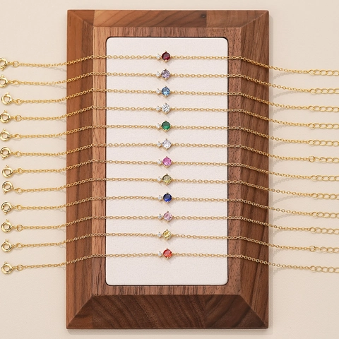 Pulsera De Circón Colorido De Corte Redondo Plata De Ley 925 Joyería De Moda Minimalista Cadena En O Ajustable Para Mujer Elegante