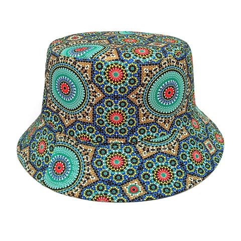 Chapeau Bob Motif Mandala Bohème Vintage Réversible Polyester Protection Solaire Voyage Extérieur Été Pour Femmes