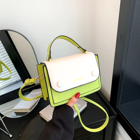 Sac À Bandoulière Mode Pour Femme En Cuir PU Design Color Block Petit Sac À Main Carré Avec Bandoulière Réglable