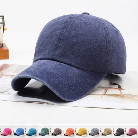 Washed Cotton Baseball Cap Retro Distressed Adjustable Solid Color Sun Hat For Men Women Casual Outdoor Sports