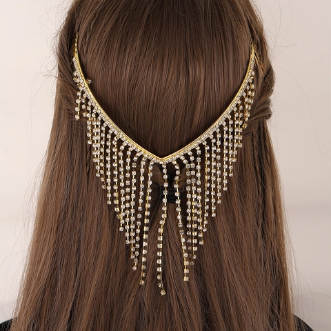 Rhinestone Quaste Haar Kamm Hinten Funkelnde Kristall Braut Kopfschmuck Hochzeit Party Haarschmuck Für Frauen