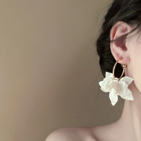 Orecchini A Cerchio Con Fiori In Resina Con Perno In Argento Texture Marmo Gioielli Floreali Vintage Per Donne Ragazze