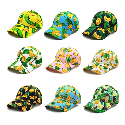 Polyester Baseballpet Met Tropische Vruchtenprint Ademend Zonnehoed Voor Zomer Buiten Reizen Banaan Ananas Patroon