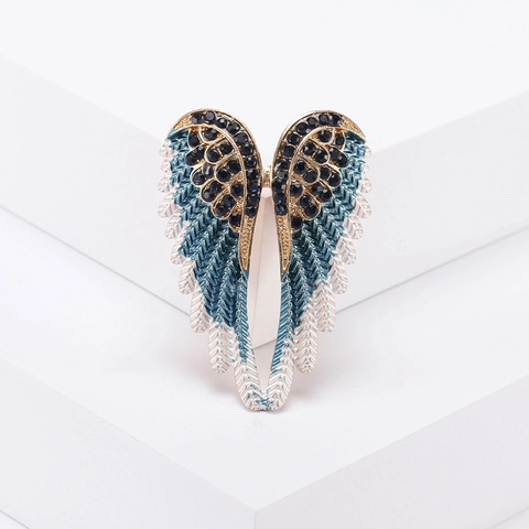 Angel Wings Brooch Pin Alloy Enamel Rhinestone Sparkling Fashion Jewelry Apparel Accessory For Women Elegant Gift