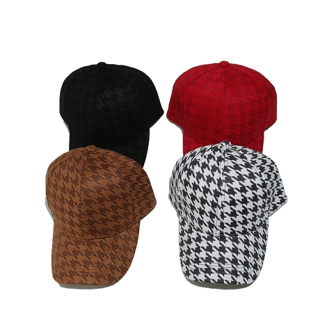 Houndstooth Muster Polyester Baseballkappe Verstellbare Sonnenblende Outdoor Mode Klassische Kopfbedeckung Damen Sport Stil