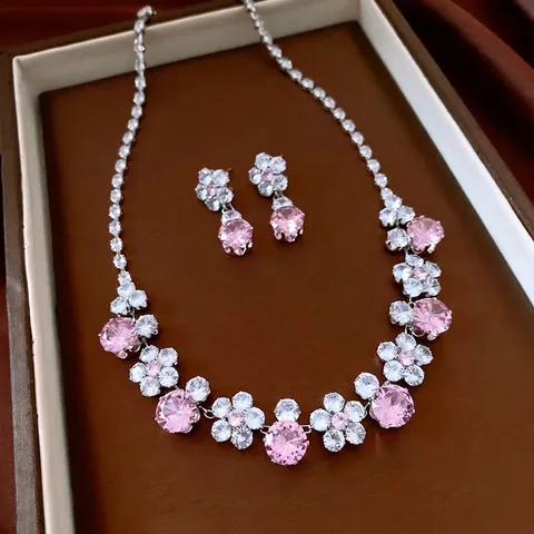 Collana E Orecchini A Fiore Vintage Rame Zirconia Cubica Elegante Gioiello Floreale Accessorio Per Donna Stile Lusso