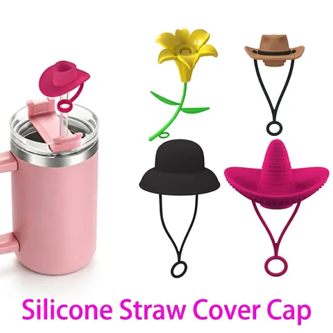 Siliconen Rietje Cover Cowboyhoed Stofdicht Herbruikbaar Opzetstuk Voor Drinkbeker Accessoires