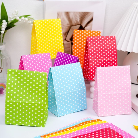 Mini Paper Gift Bags For Party Favors Treat Packaging Foldable Cute Animal Fruit Polka Dot Floral Patterns Multi Color