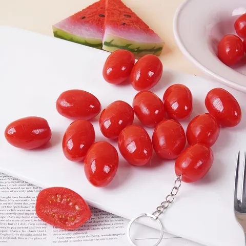 Simulation Cherry Tomato PVC Food Model Keychain Realistic Vegetable Photography Prop Pendant Decorative Accessory