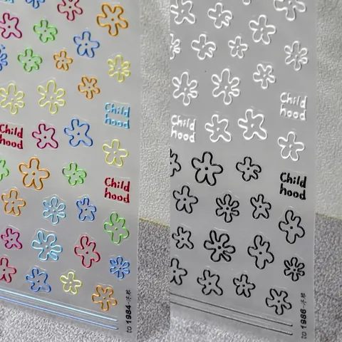 Nail Art Stickers Embossed Relief Flower Floral Design Self Adhesive Manicure Decoration Decals Childhood Pattern