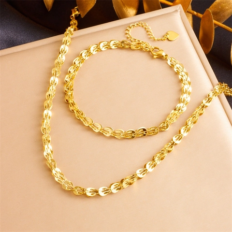 Goud Vergulde Roestvrijstalen Sieraden Feniksstaart Ketting En Armband Met Hartvormige Hanger Voor Dames
