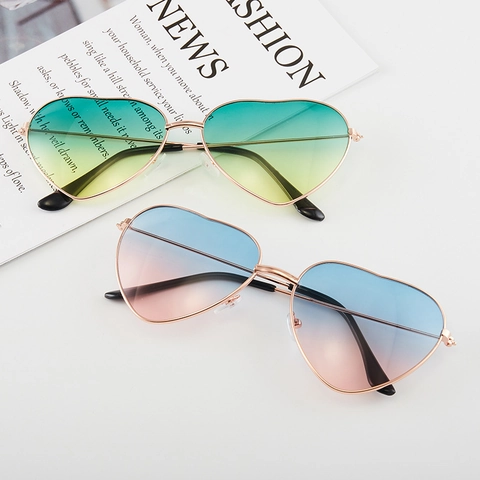 Gafas De Sol Con Forma De Corazón Montura De Metal Vintage Retro Lentes Degradadas UV400 Moda Para Mujer