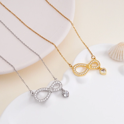 Elegante Collana In Rame Con Ciondolo A Cuore E Infinito Con Strass E Vetro Colorato Gioielli Per Donna Regalo San Valentino