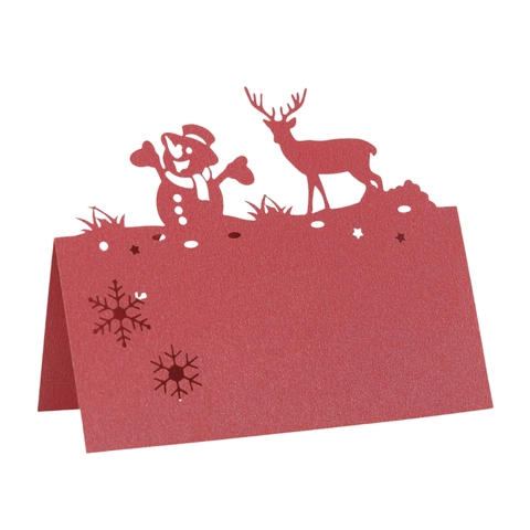 Marque-Places De Noël Découpés Au Laser Bonhomme De Neige Renne Flocon De Neige Cartes De Table Pliables En Carton