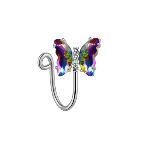 Non-Pierced Stainless Steel Nose Ring Clip Heart Butterfly Spider Planet Tassel Fake Piercing Jewelry For Women Men