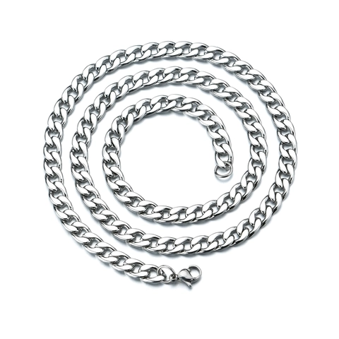 Collar De Cadena Cubana De Acero Inoxidable Pulido NK Link Hip Hop Punk Streetwear Joyería Para Hombre Mujer
