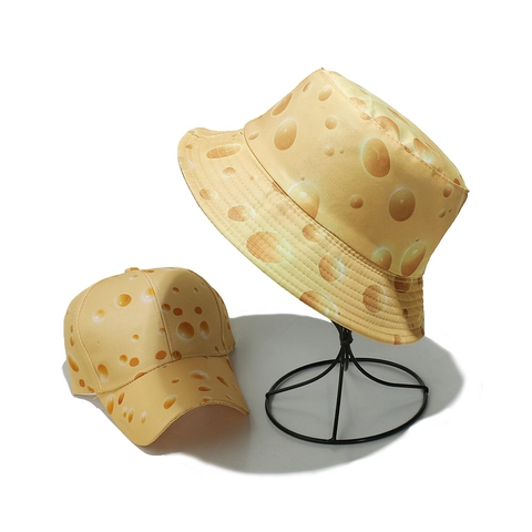 Chapeau Bob Et Casquette De Baseball En Polyester À Motif Créatif De Fromage Et Hot Dog Protection Solaire Extérieure Mode Mignonne Nouveauté