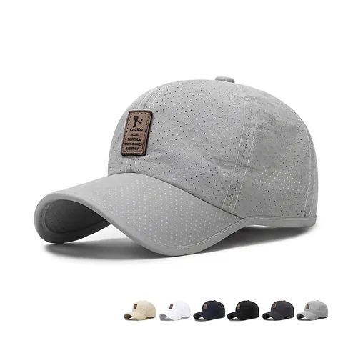 Gorra De Béisbol Unisex Malla Transpirable Protección Solar Secado Rápido Gorro Deportivo Ajustable Con Parche Cuero