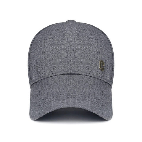 Herren Baseballkappe Lange Krempe Verstellbar Hartes Oberteil Polyester Mischung Melierte Textur Metall Buchstabe C Sonnenschutz Outdoor