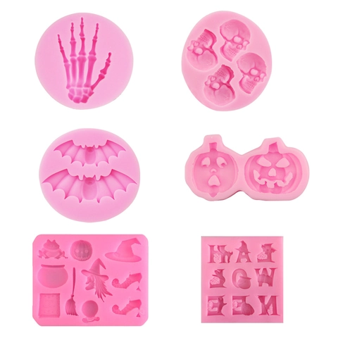 Stampo Per Torte In Silicone Di Halloween Zucca Teschιο Pipistrello Forme Fondant Cioccolato Strumento Da Forno Decorazione Dessert DIY