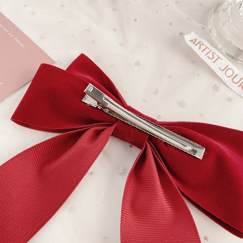 Große Samtschleife Haarspange Mit Lange Bandschleifen Vintage Französischer Stil Elegant Braut Hochzeit Damen Haarschmuck