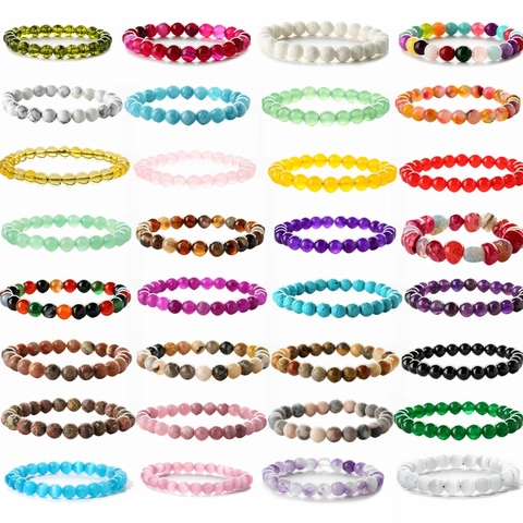 Bracciale Di Perline In Pietra Naturale Tonde Elastico Fatto A Mano Gioielli In Cristallo Curativo Unisex