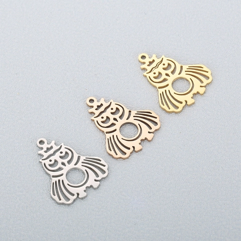 Colgante Búho Hueco De Acero Inoxidable Dije Animal Para DIY Collar Pulsera Accesorios Para Hacer Joyas