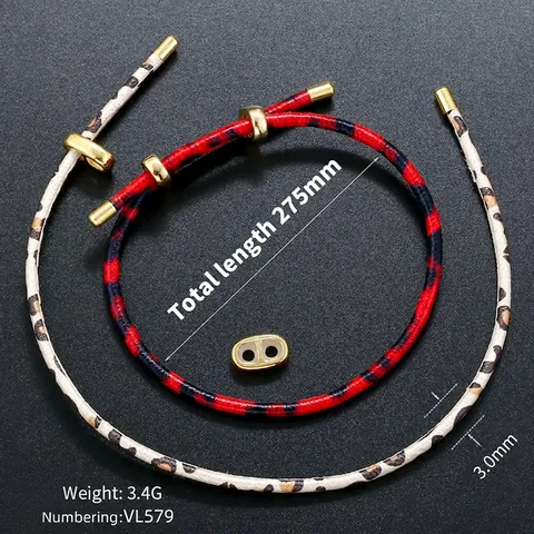 Bracciale da Donna in Cordino con Motivo Animale Regolabile Fibbia in Metallo Dorato Stampa Leopardo Serpente Gioielli alla Moda