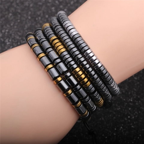 Beaded Bracelet Hematite Tiger Eye Natural Stone Magnetic Therapy Adjustable Elastic Geometric Vintage Charm Jewelry Men Women
