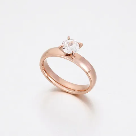 Solitärring Edelstahl Zirkon Vier Krappen Koreanischer Stil Minimalistischer Schmuck Für Frauen Verlobung Alltag