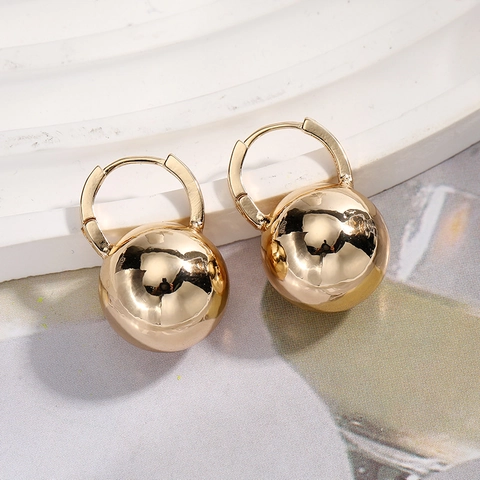 Pendientes Minimalistas De Bola De Cobre Pulido Elegantes Joyas Geométricas Redondas Con Hebilla Para Mujer