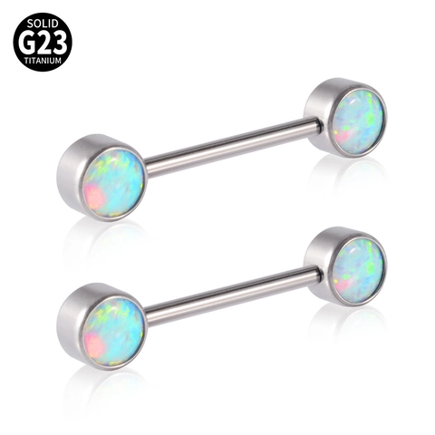 G23 Titanium Tepelpiercing Met Intern Schroefdraad Zirconia En Kunstparel Opal Gepersonaliseerde Body Piercing Sieraden Barbell Unisex