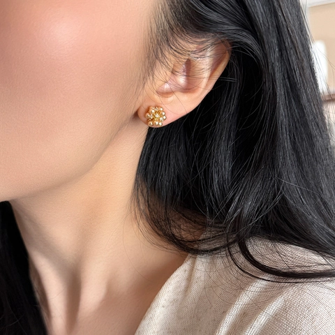 Blumen Cluster Ohrstecker Mit 925 Sterling Silber Ohrstecker Legierung Strass Imitation Künstliche Perle Retro Elegant Damen