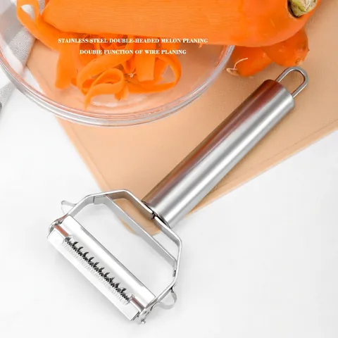 Julienne Peeler Stainless Steel Dual Blade Vegetable Shredder Fruit Slicing Multi-Functional Kitchen Tool With Hanging Hole