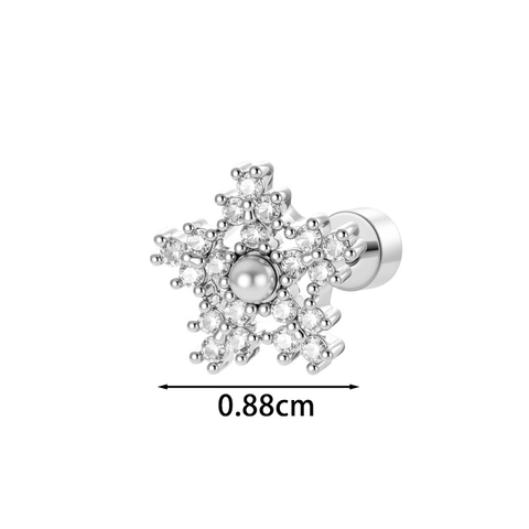 Sneeuwvlok Oorkraakbeen Stud Koper Micro Pave Zirkoon Kunstparel Piercing Sieraden Elegant Verfijnd