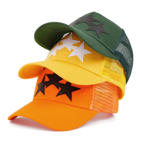 Star Patch Trucker Hat Cotton Mesh Breathable Outdoor Baseball Cap Streetwear Adjustable Snapback