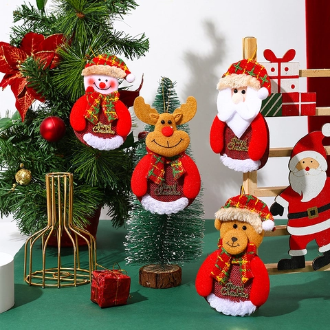 Addobbi Natalizi Da Appendere Tessuto Peluche Babbo Natale Pupazzo Di Neve Renna Orso Decorazioni Albero Casa Natale